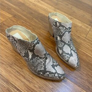 Dolce Vita Gray and Black Ankle Boots with Snakeskin Pattern